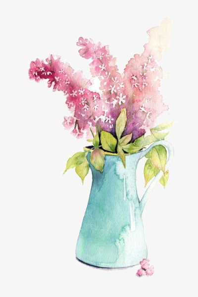 Цветы в вазе акварелью