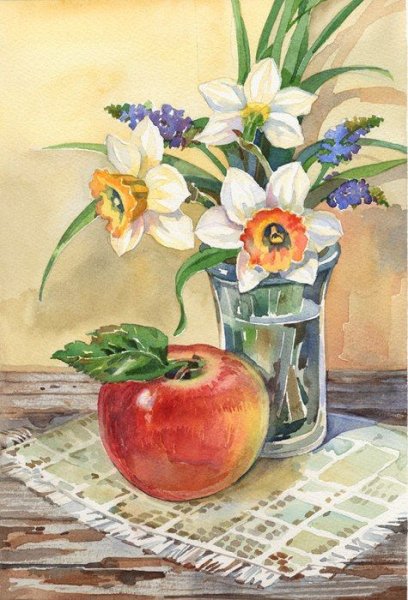 Цветок краски акварели в вазе