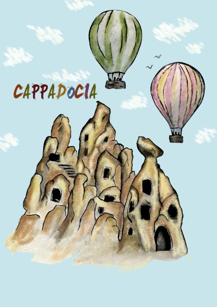 Каппадокия шары акварель