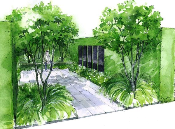 Ландшафтный скетч акварелью