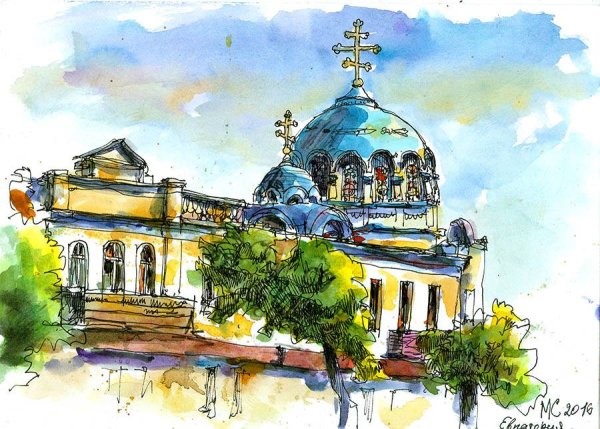Евпатория рисунок Николаевский собор