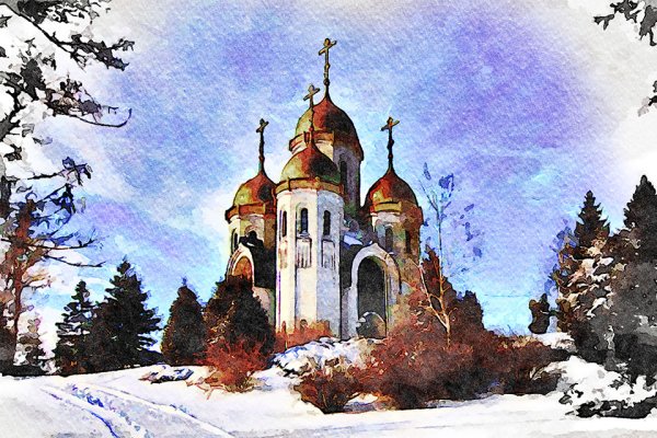 Храм Церковь акварелью