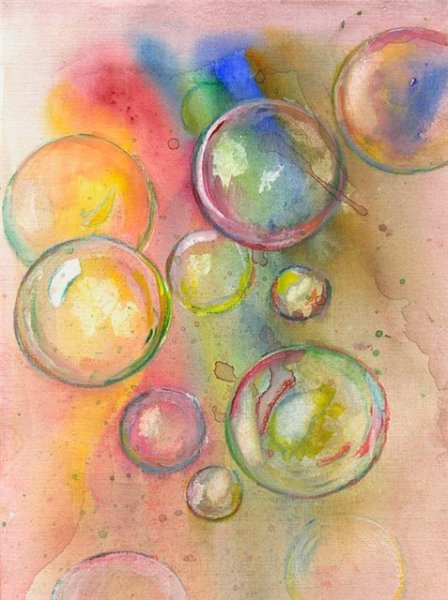 Мыльные пузыри акварелью