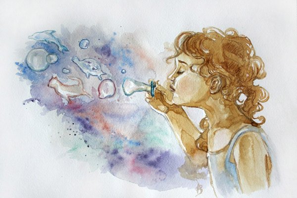 Пузыречек рисунок акварелью