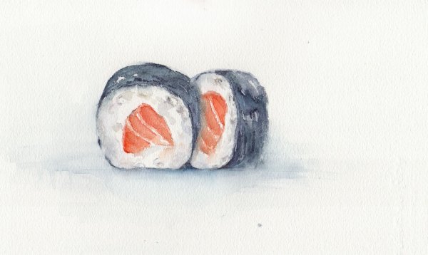 Роллы нарисованные акварелью