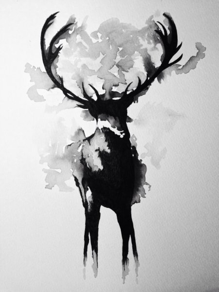 Рисунки черной гуашью