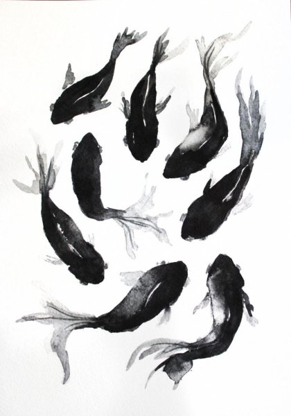 Зарисовки черной акварелью