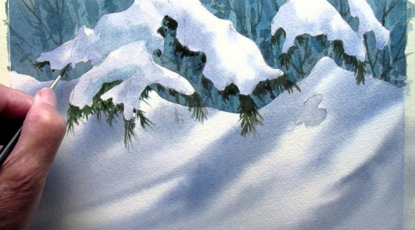 Снег гуашью