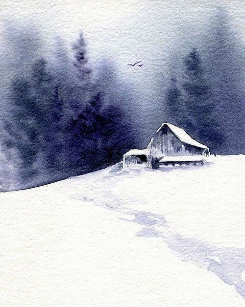 Снег акварель