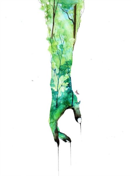 Тропические листья акварелью