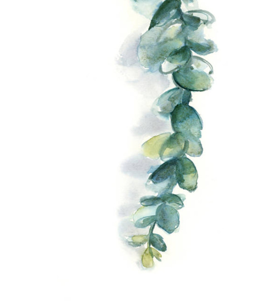 Тропические листья акварелью