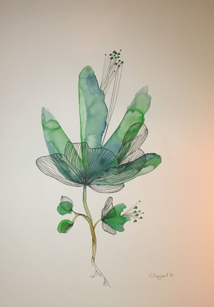 Листья акварель