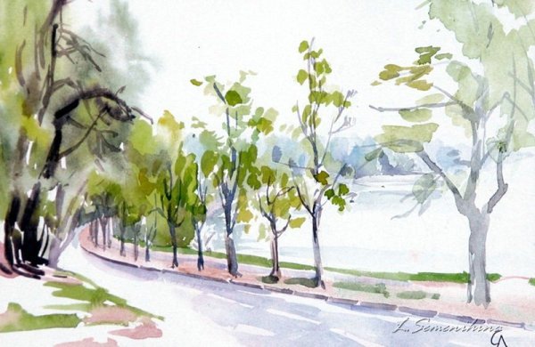Аллея акварелью