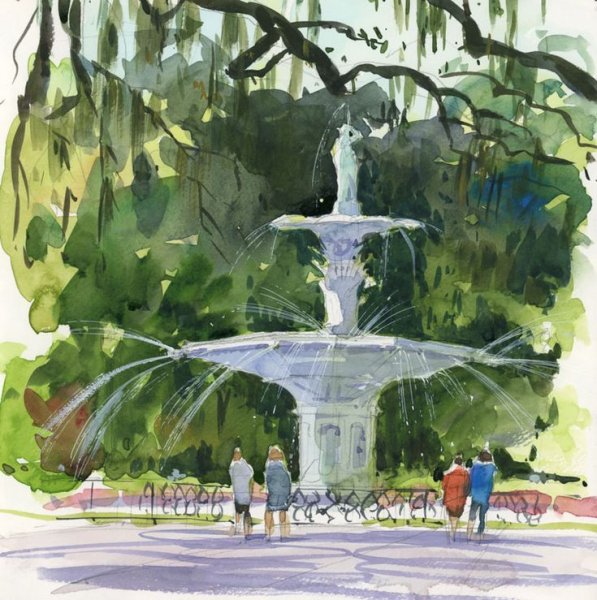 Парк акварелью