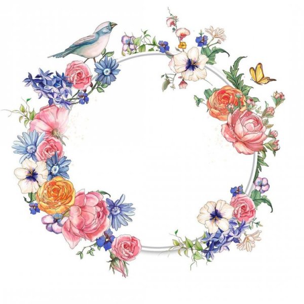 Акварельный венок из цветов