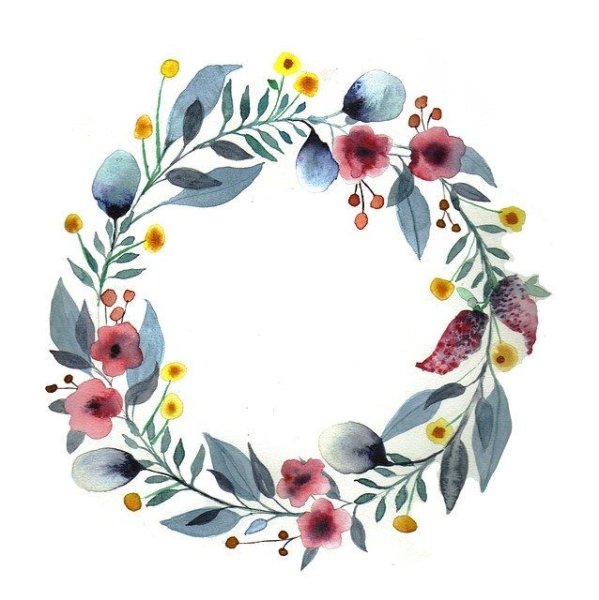 Акварельные цветы венок