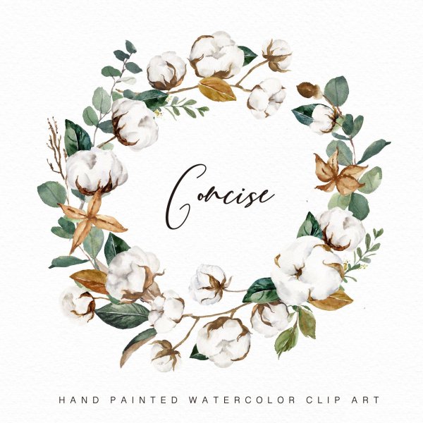 Венок хлопок акварель