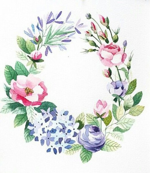 Венок из полевых цветов акварель