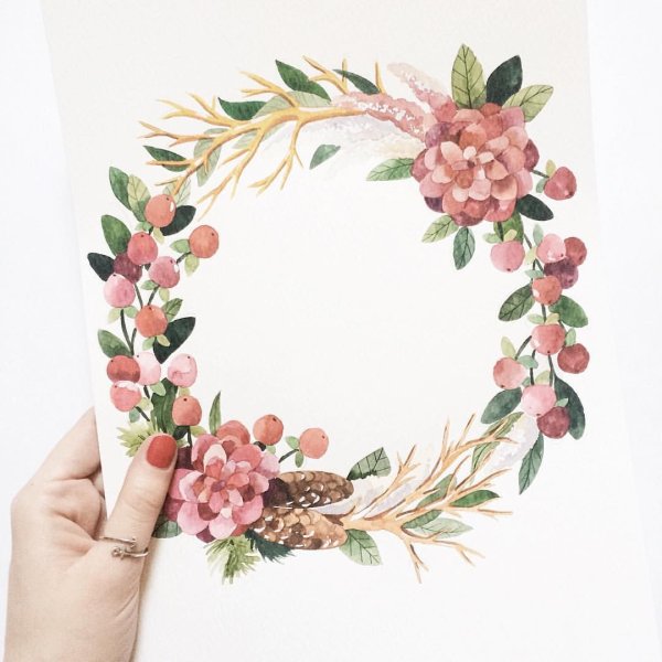 Веночки акварелью