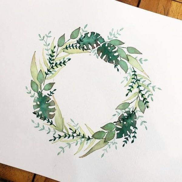 Акварельные венки из зелени
