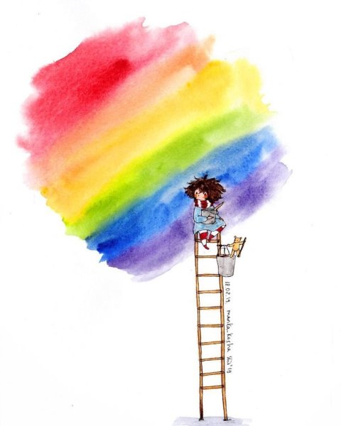 Рисование радуги акварелью