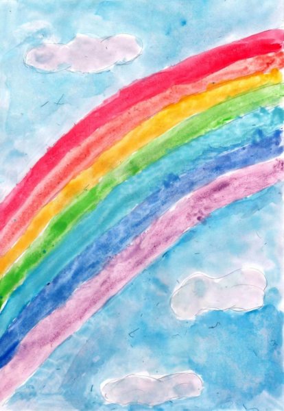 Радуга акварельными красками