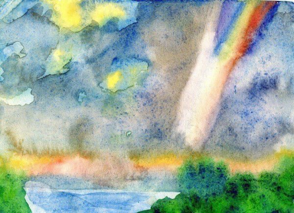 Радужный фон акварель