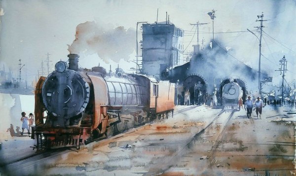 Trolley Ink Painting
