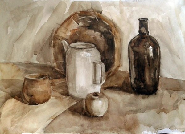 Академический натюрморт маслом гризайль