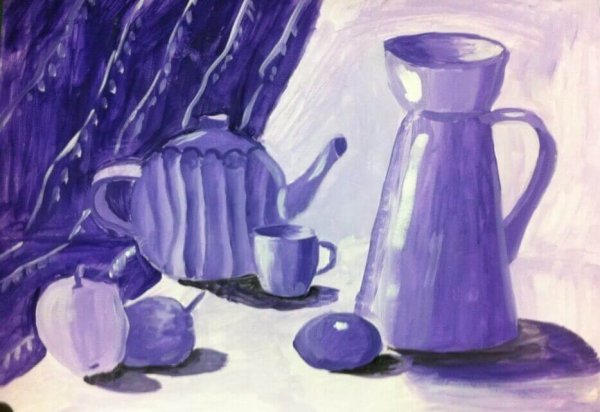 Техника гризайль синий