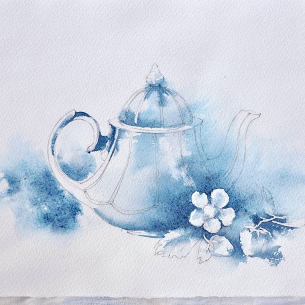 Акварель гризайль цветы