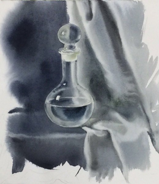 Гризайль ваза акварель