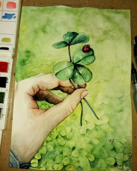 Клевер акварель