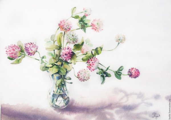 Полевые цветы акварелью