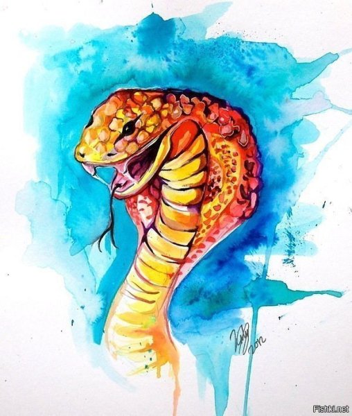 Змея красками