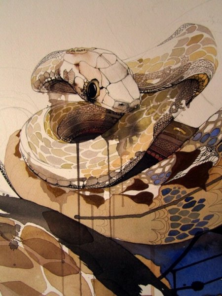 Змея гуашью