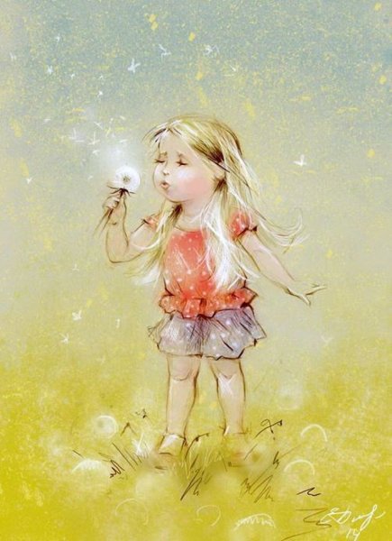 Акварель девушка в белом