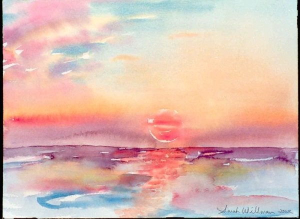 Рассвет акварелью