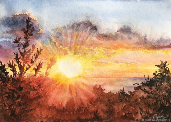 Живопись "закат на Рейне" Кокоек