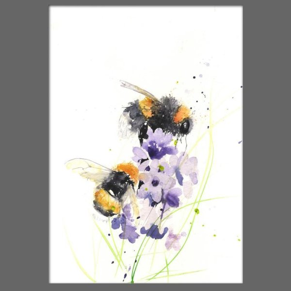 Пчела на цветке акварель