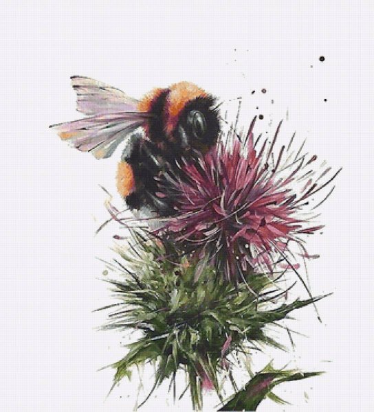 Пчела на цветах акварель