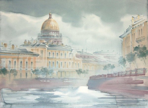Константин Кузема акварель Исакиевский собор