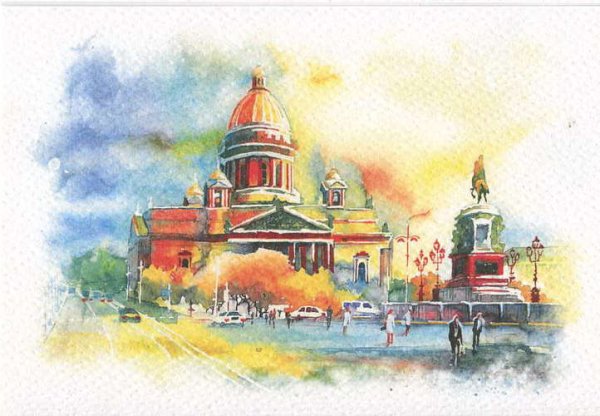 Исаакиевский собор арт акварель