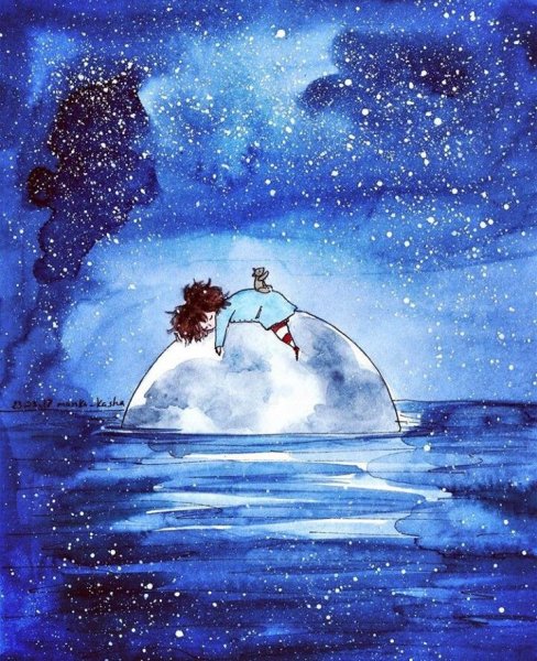 Спокойной ночи рисунки акварелью