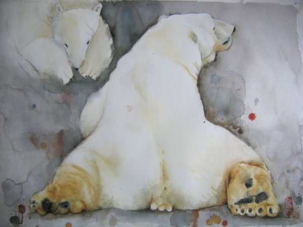 Полярный медведь акварель