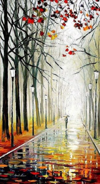 Дождь осень акварель