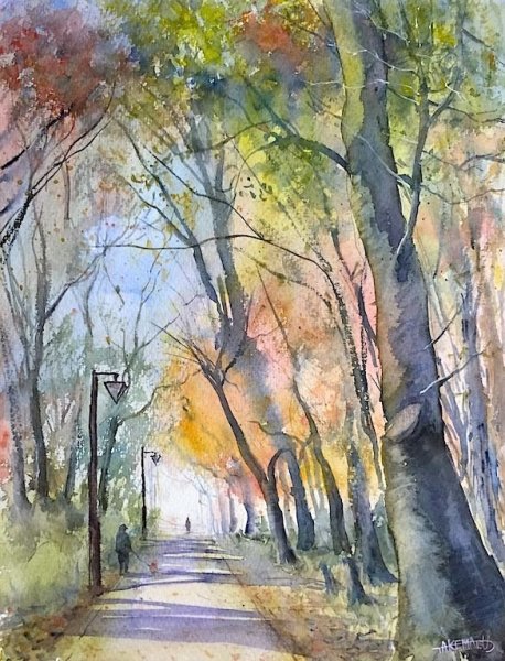 Аллея акварелью пленэр