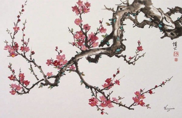 Сакура живопись Япония