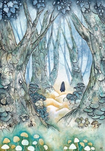 Сказочный лес акварель