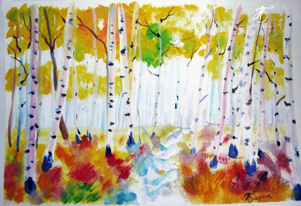 Рисунок гуашью осень